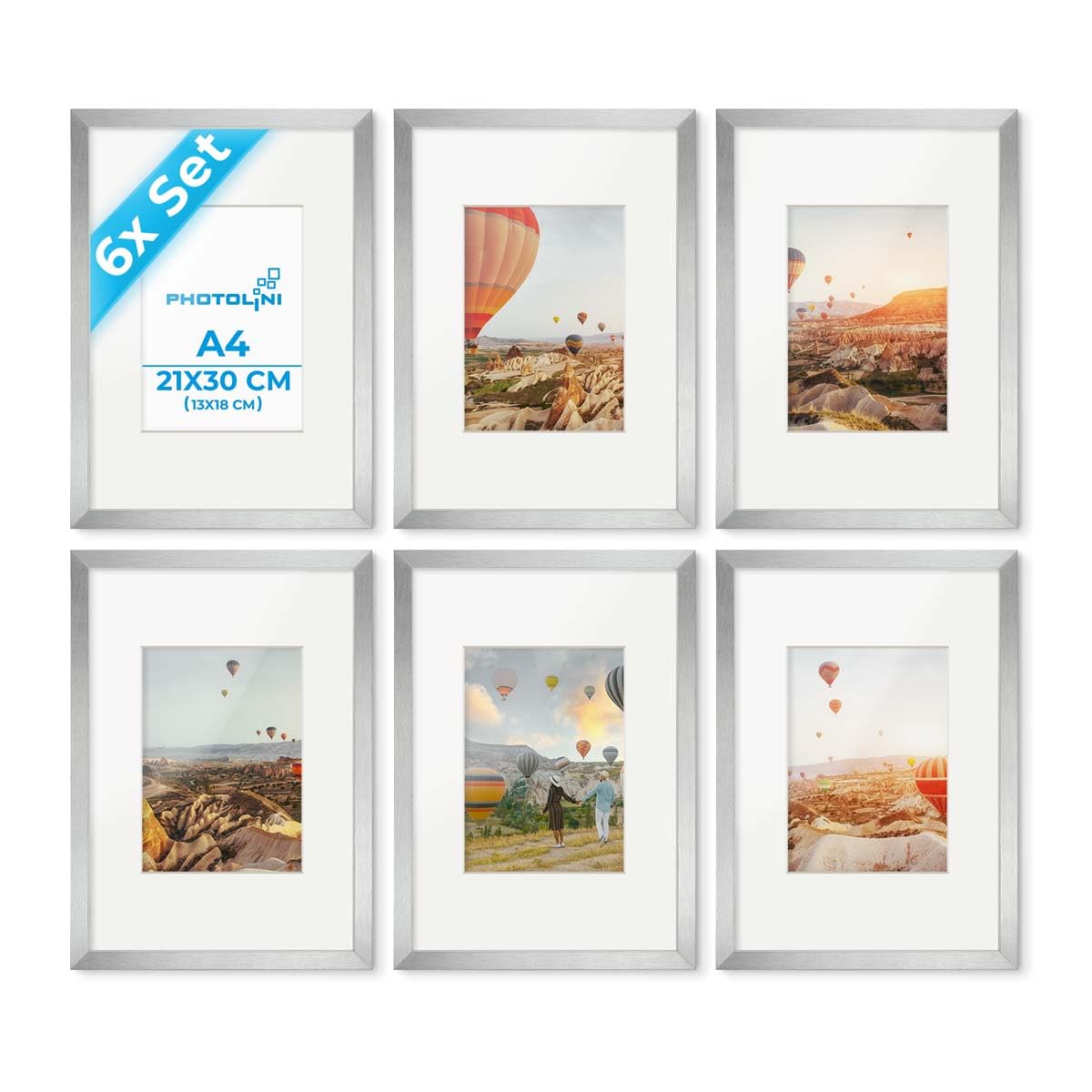 PHOTOLINI Bilderrahmen Holz MDF gemischte Poster-Rahmen, bruchsicheres Acrylglas, Rahmen zum Aufhängen, extra Zubehör - für Fotos & Poster