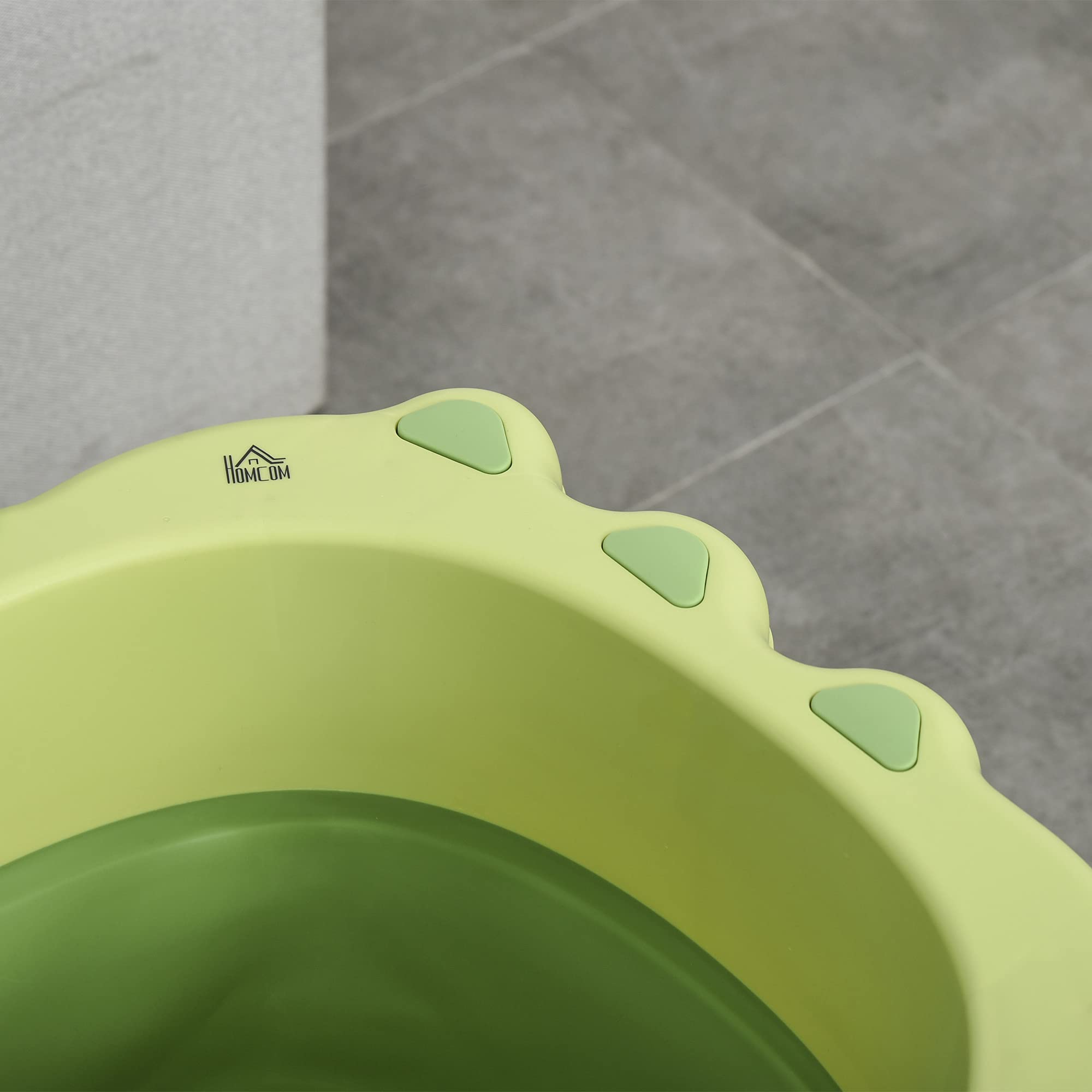 HOMCOM Vaschetta Bagnetto Neonato Pieghevole con Supporto Antiscivolo, Vaschetta da Bagno Portatile per Neonati e Bambini di 0-6 Anni con Foro di Scarico, 75.3x55.4x43cm, Verde