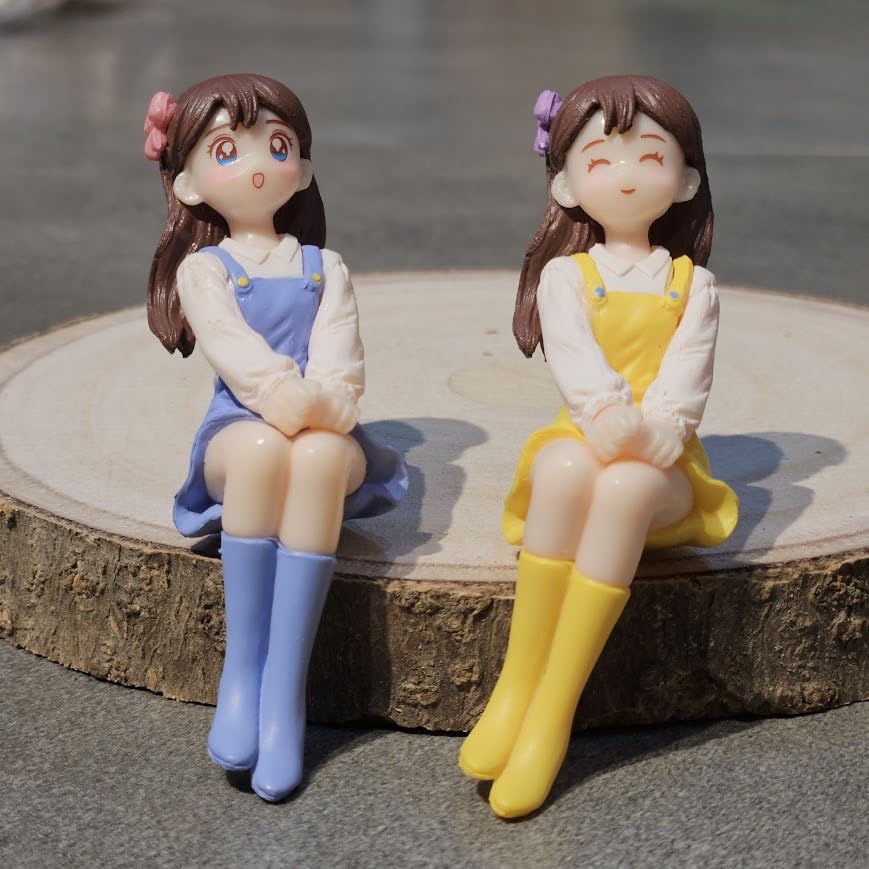 Image of Miniature Cute Girls Figurine Set of 4 - Adorable PVC Mini Statues for Miniature Garden, Dollhouse Decor, Terrariums, Fairy Gardens & Cute Gifting