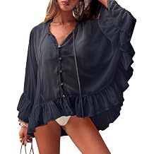 UNIANKIYA Womens Swimsuit Coverup Flowy Chiffon Blouses Casual Boho Bathing Suit Cover Ups Beach Summer Vacation Outfits