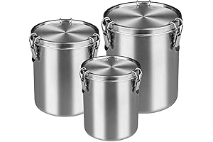 Sleek Stainless Steel Airtight Canisters for Flour, Sugar, Coffee, and More