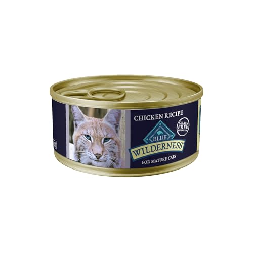 Blue Buffalo Wilderness High Protein Grain Free, Natural Mature Pate Wet Cat Food, Chicken 5.5-oz cans (Pack of 24)
