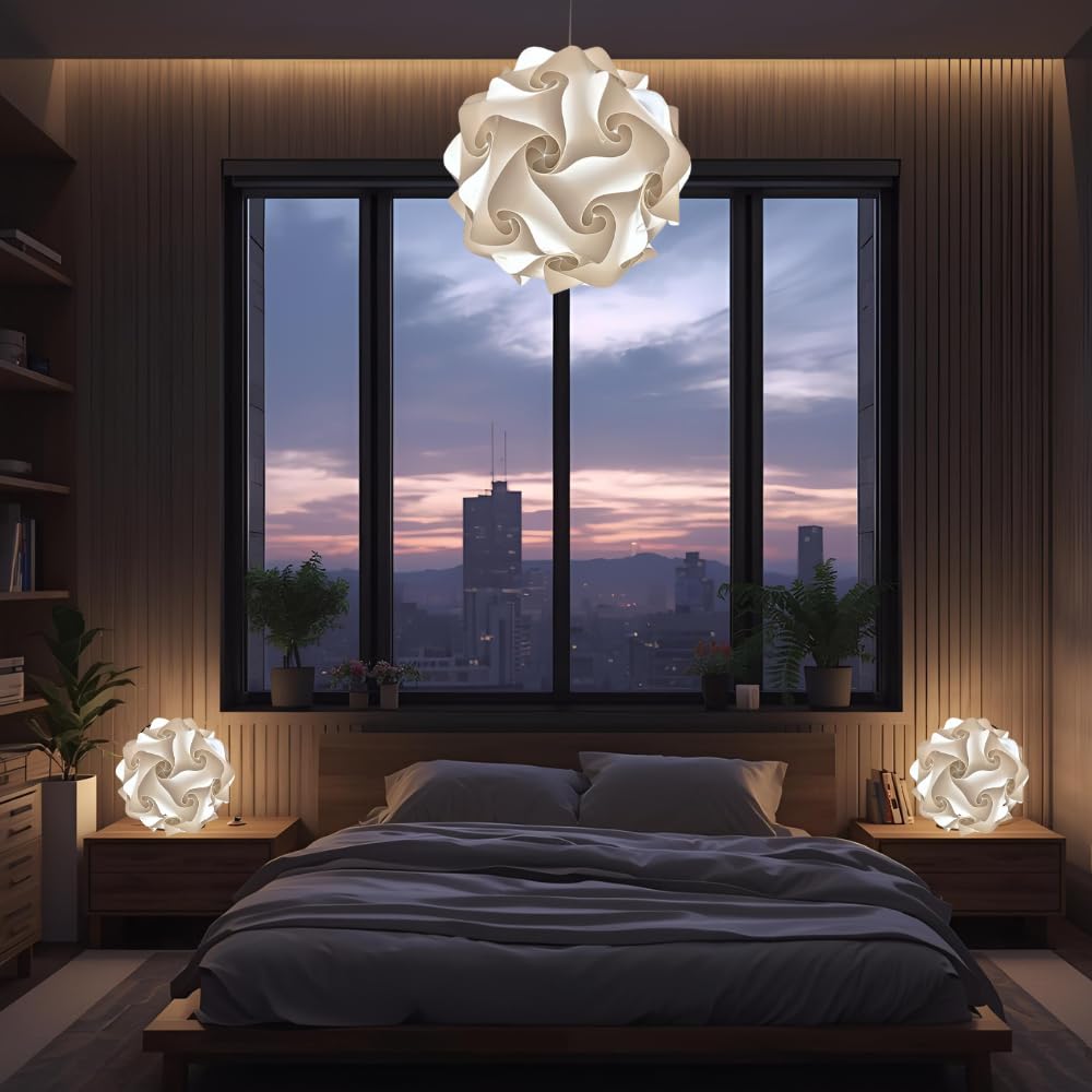 Lampadesign ® Lampada da comodino Camera da letto a Led Sfera Bianca moderna Abat jour FIOCCO 23 cm Luce notte lettura relax Tavolo Tavolino Scrivania Lampadina E27 Lampade comodini stanza