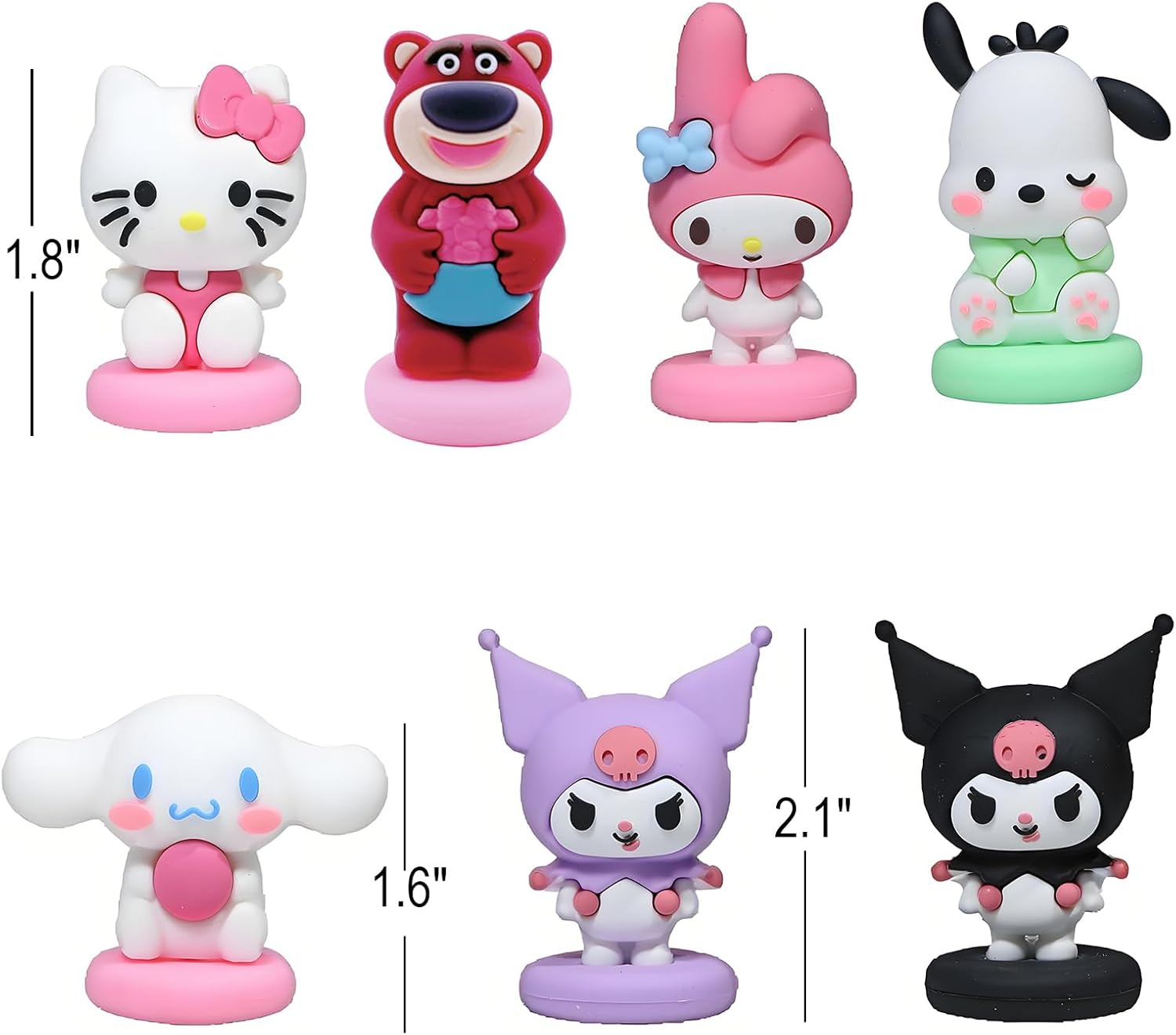 7pc Cute Anime Figurines Cake Topper, Kids Girl Happy Birthday Party Decoration Supplies Cake Decorations Toppers