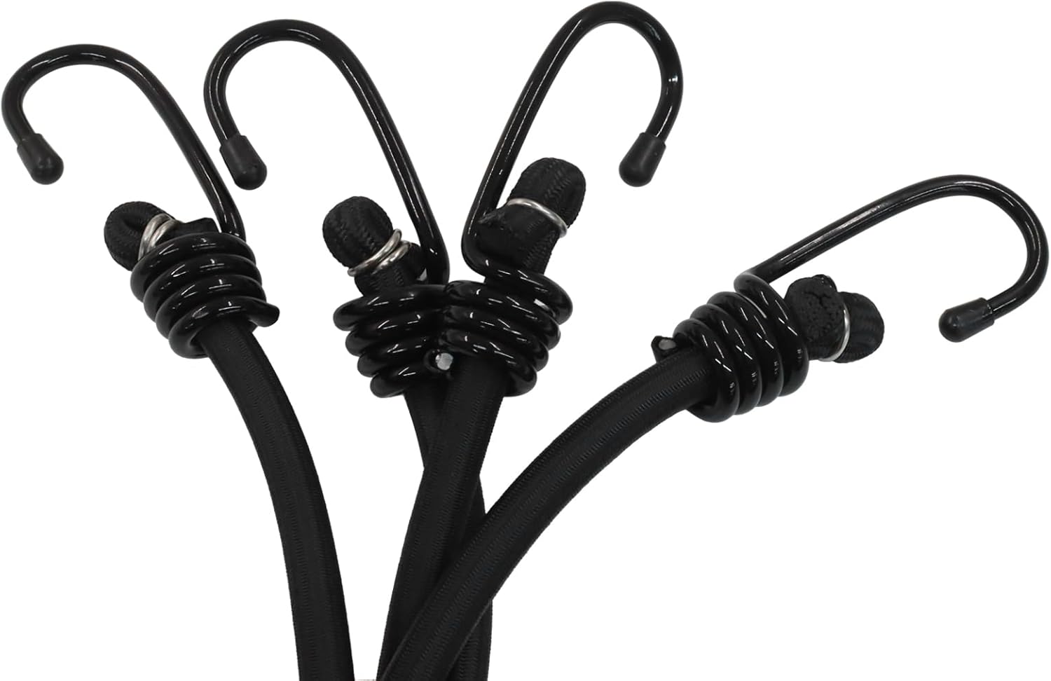 Hordion 4 Pack 16 Inch Bungee Cord with Hooks, Heavy Duty Elastic Bungee Straps Strong Elastic Rope for Outdoor Tent Camping Cargo RV Bike Luggage Rack, Black