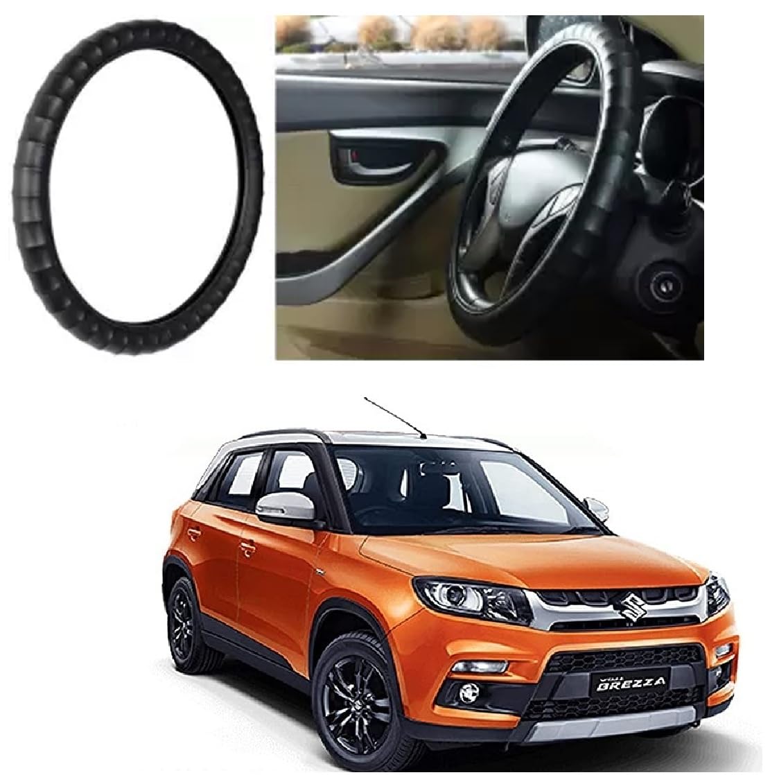 Anti Skid Hand Stitched Car Steering Wheel Cover for Vitara BREZZA