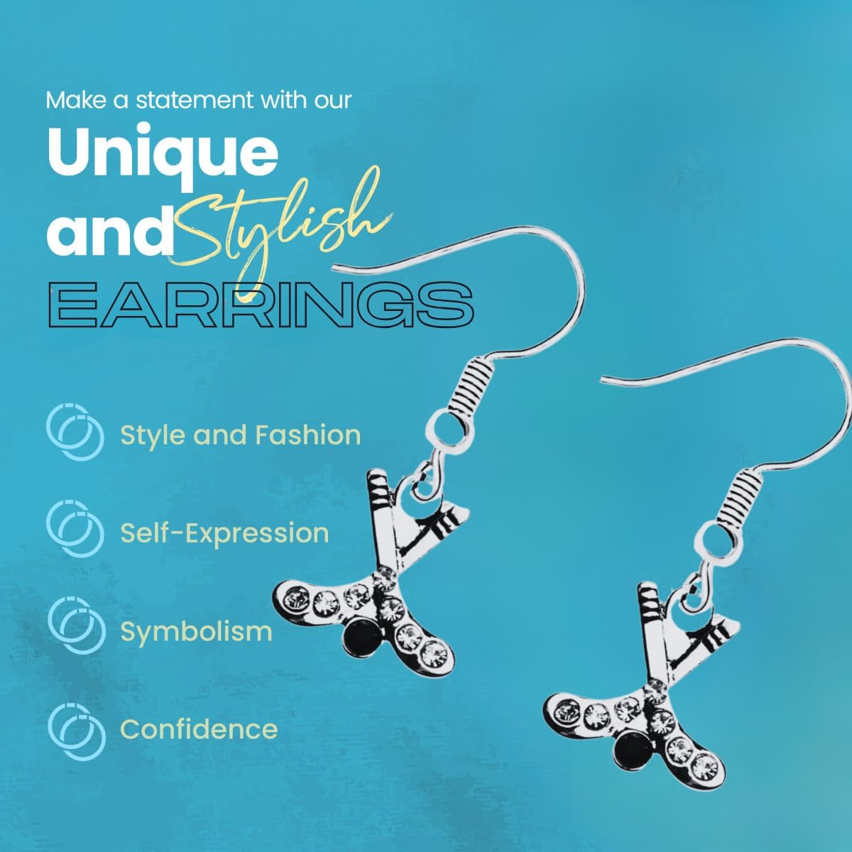 Sportybella - Hockey Earrings for Women – Rhinestone Ice Hockey Stick and Puck Dangle Jewelry, Gift for Players - Image 4