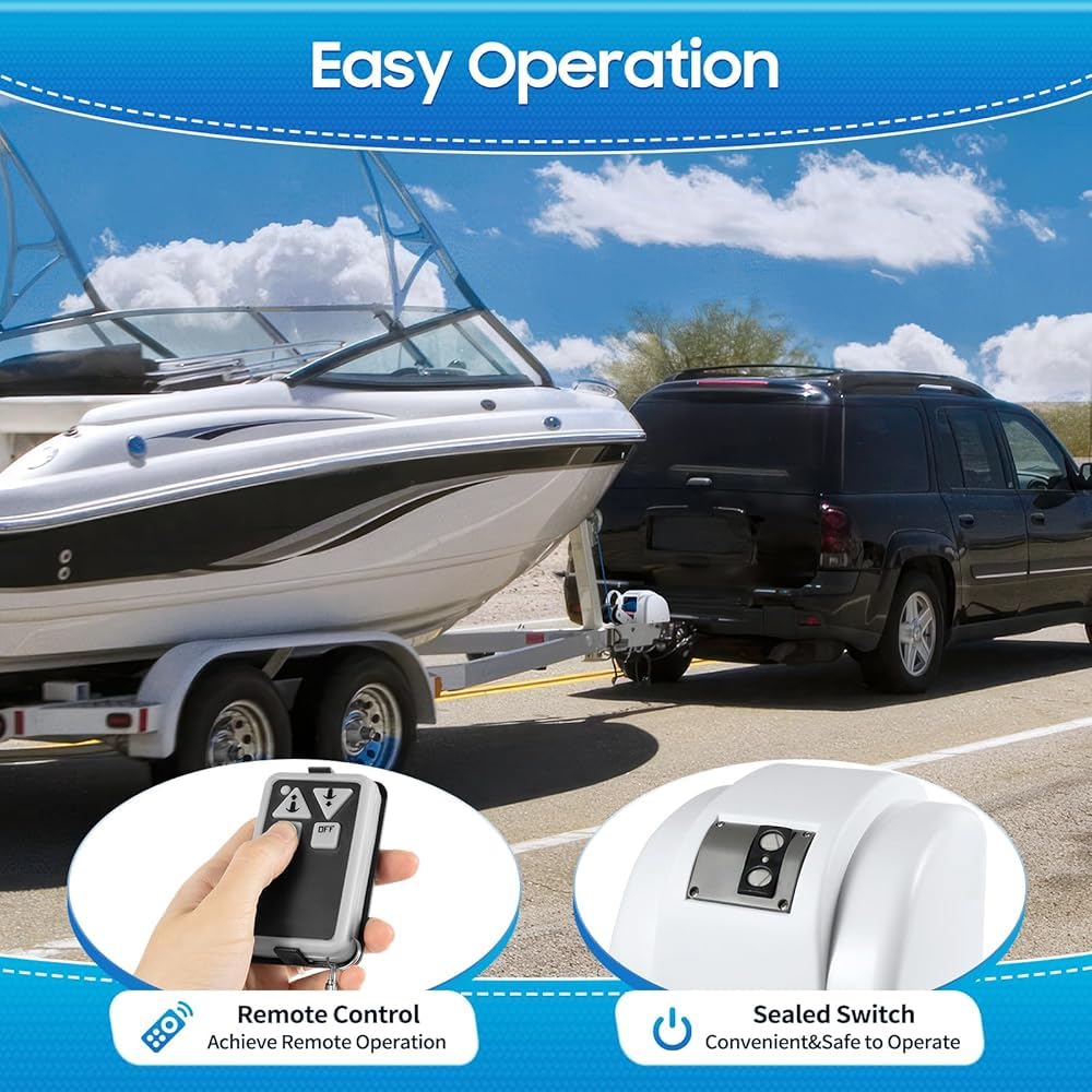 Verricello elettrico da 12 V per barche marine con telecomando, argani da traino resistenti per barche da pesca e pontoni