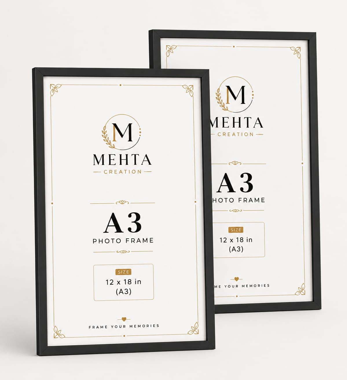 Mehta Creation A3 Photo Frame, 12x18 in, Black, Set of 2 | Wall Mounting, Portrait Style, Slim Border Design, Memory Display, Home Decor-image-13