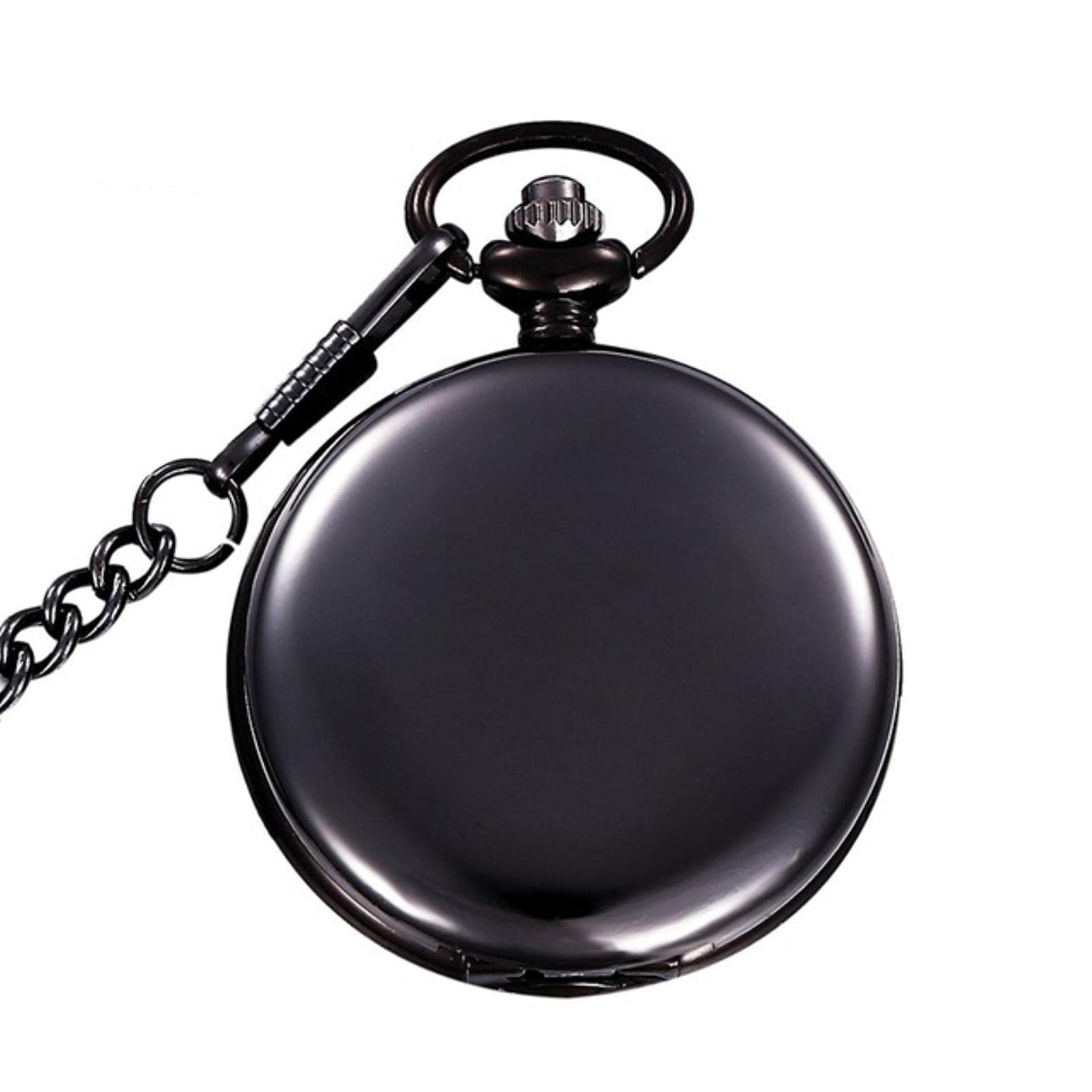 Reloj de bolsillo steampunk de cuarzo dorado y negro con llavero para hombre y mujer