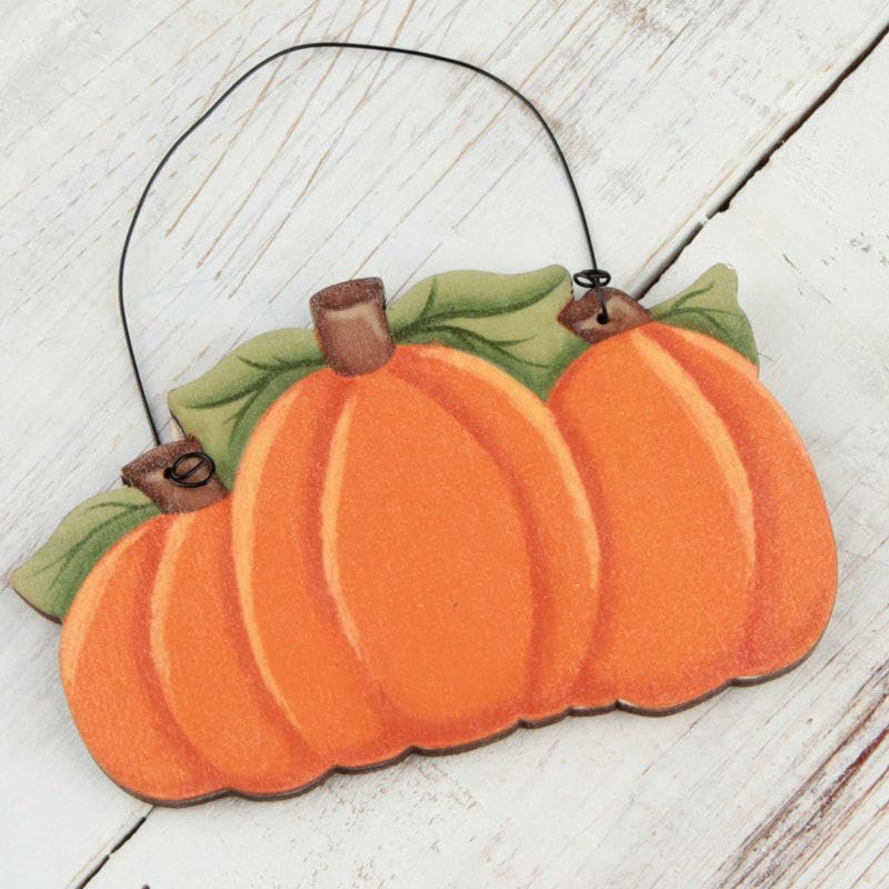 Set of 6 Fall Harvest Pumpkins Wood Ornaments by Factory Direct Craft for Thanksgiving and Autumn Home Decorating and Displaying (Size: 4-1/2 inches)