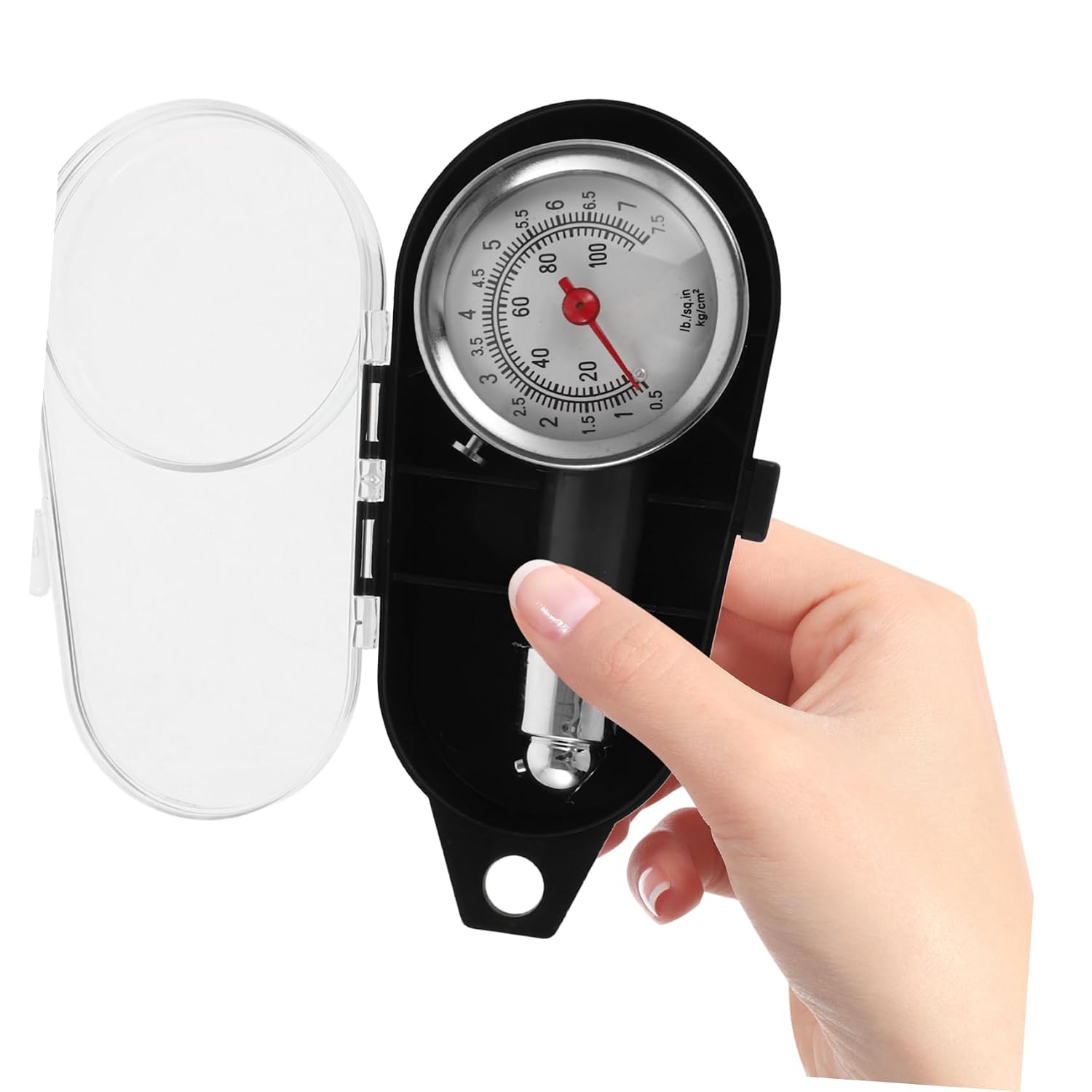 Compact Analog Tire Pressure Gauge 0-100psi Metal Portable Black