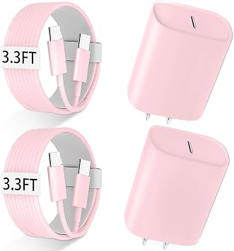 iPhone 18 17 16 15 Charger Fast Charging, 2Pack USB C Charger Blcok & Cable