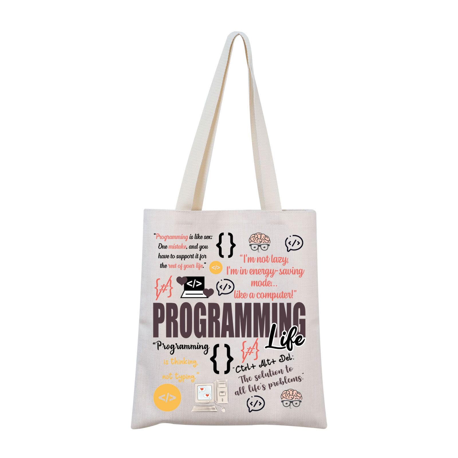 MNIGIUProgramming Gift Programming Life Tote Bag Programming Lovers Gift Coder Nerd Gift