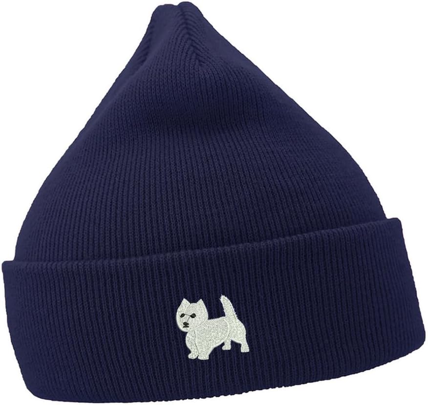 Mens Beanie Hats Westie Dog Embroidered Casual Knit Hats Men Women Winter Hat