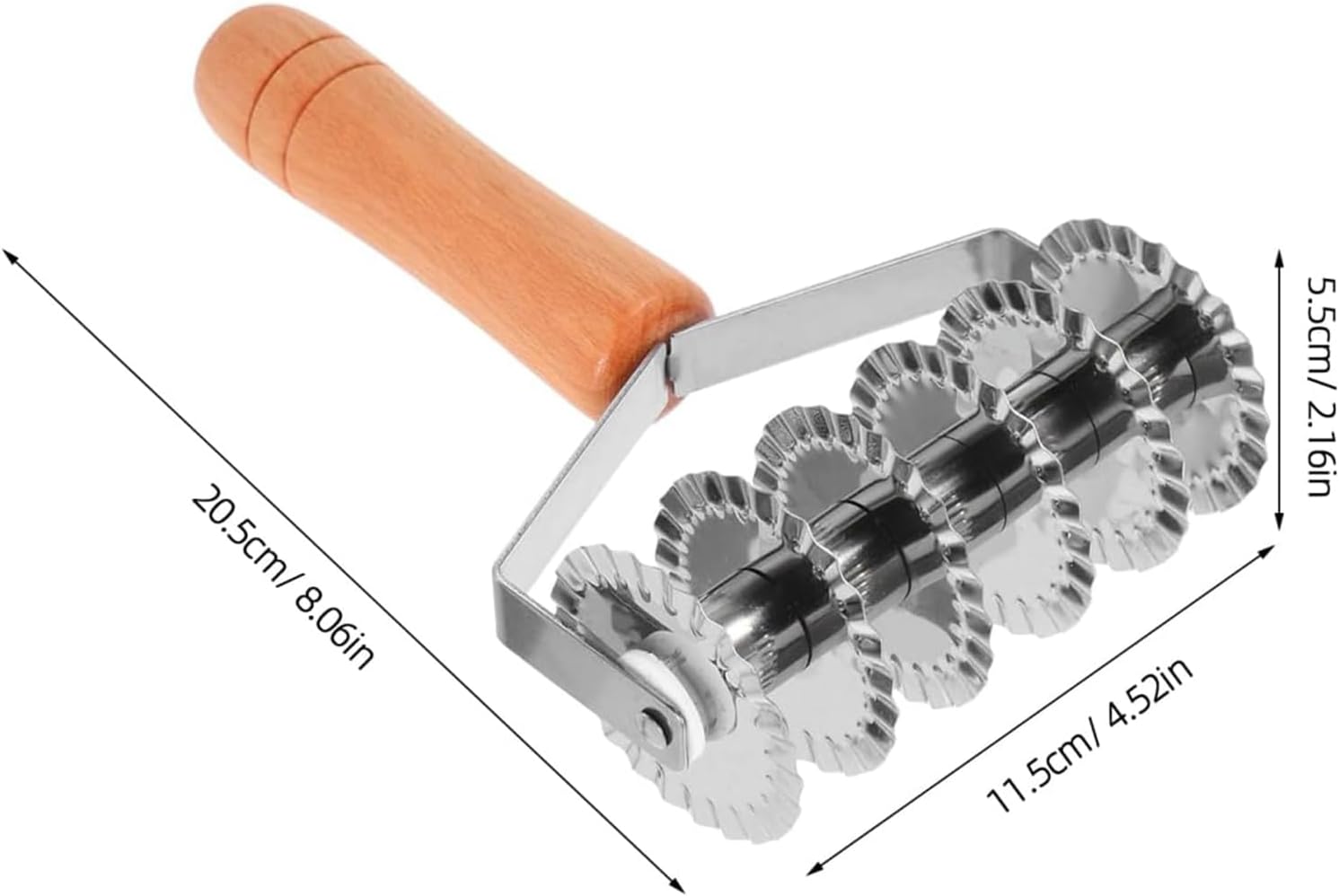 Lattice Pastry Cutter Roller Wooden Handle Stainless Steel Pasta Noodle Cutter Wheel Dough Cutting Tool for Pizza Cookie Pie Bread Puff Ravioli Spaghetti Baking Kitchen Utensil