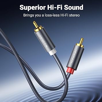 Ugreen 2RCA to 2RCA Audio Cable, 5 Meters, Anthracite