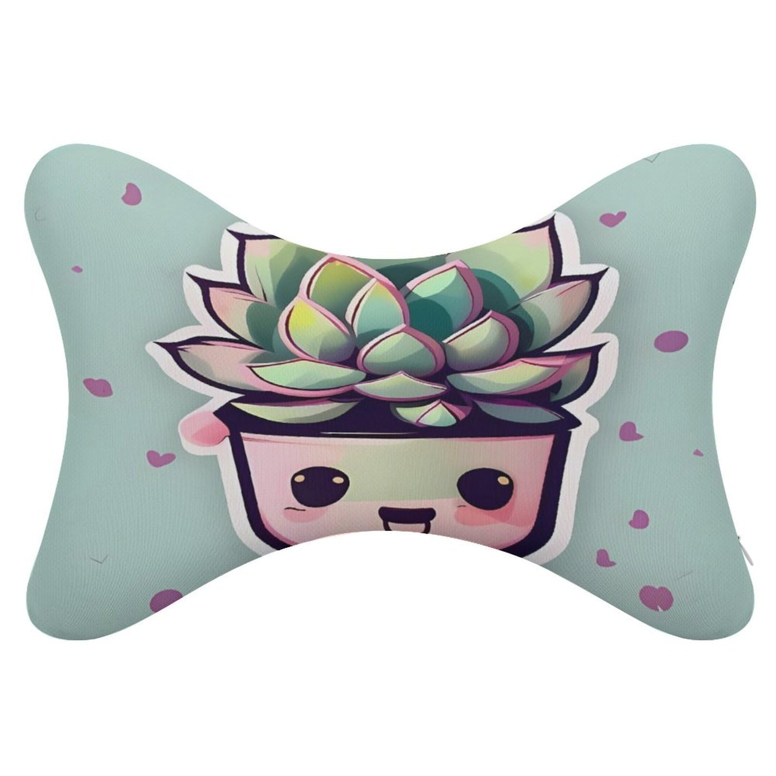 Adfgyerh Style Smiling Succulents Pillow ，Memory Foam Pillow Core，Cushion,Provide Neck Support，Car Pillows For Travel Car Seats And Home Offices.