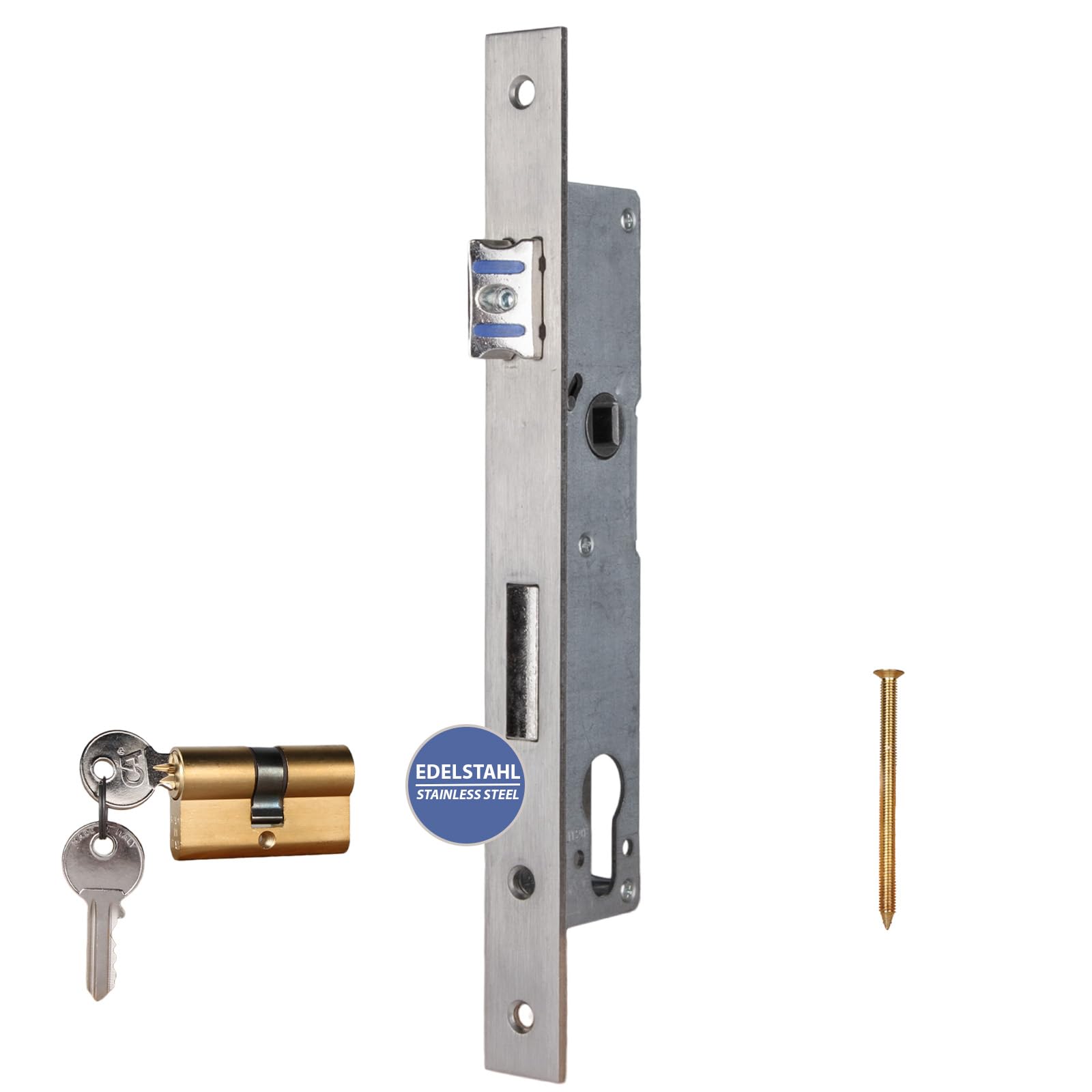 Serrure à larder ATTAS axe 20mm avec cylindre profilé pour grand portail rotatif de jardin