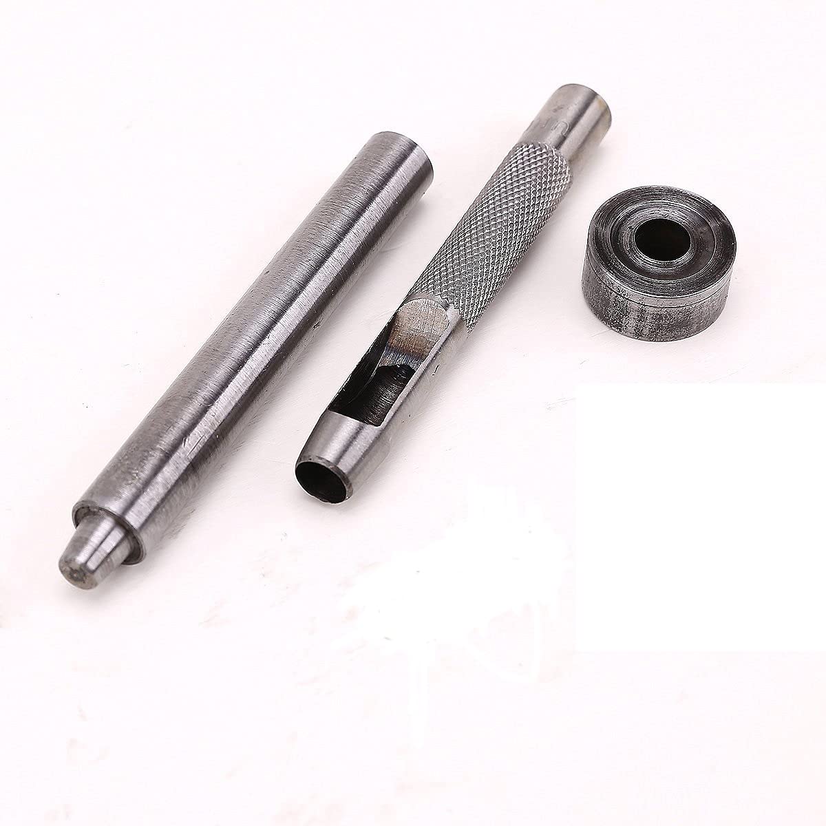 Trimming Shop 6mm Eyelet Grommet Fixing Hand Tool Set, Setter Base, Punch, and Hollow Hole Punch Durable Craft Essential for DIY Leathercraft, Handbag, Shoes, Clothing Repair, Scrapbooking