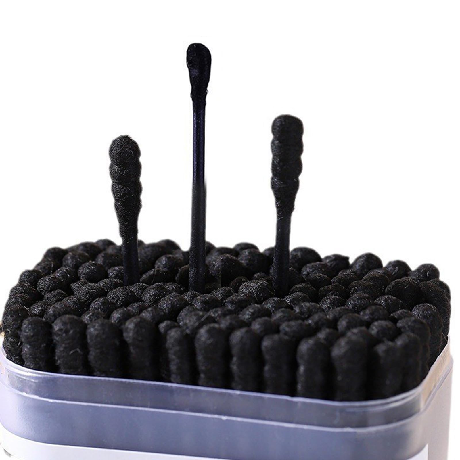 400 bastoncillos de algodón de doble punta redonda (negro)