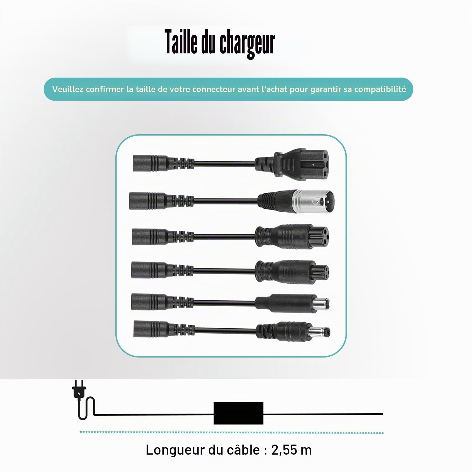 Chargeur de rechange universel 42 V 2 A / 1,5 A (5 prises) pour batterie au lithium 36 V ebike Gotrax Hiboy Hover1 Jetson Segway Ninebot Swagtron Sisigad