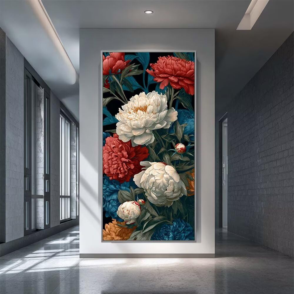 Diamond Painting Kits for Adults, 5D Diamond Art Floral 80x160cm, DIY Large Peony Dimond Art kits Adults, Full Drill Crystal Rhinestone Embroidery Canvas Gem Art Craft for Home Wall Decor (RD989)