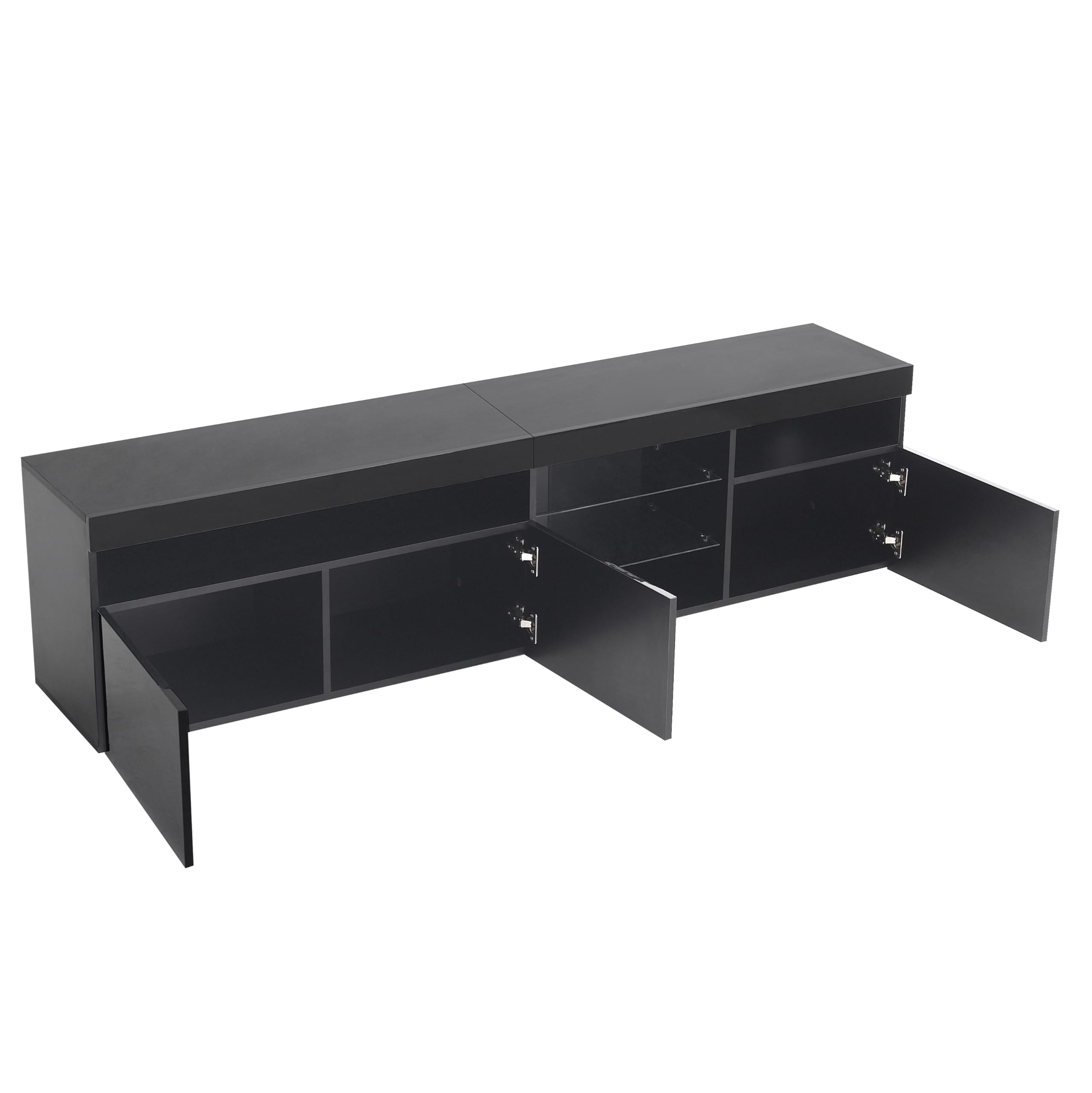 Moimhear Hogar y Vivienda, Muebles, Sala de Estar, Moderno Mueble de TV, Panel Brillante, iluminación LED Variable, salón y Comedor 180 cm (Negro)