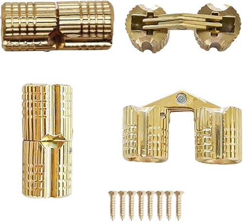 Bisagras invisibles de barril de latón de 0.315 in ocultas ángulo de apertura de 180 grados para bricolaje joyero mano 4 piezas