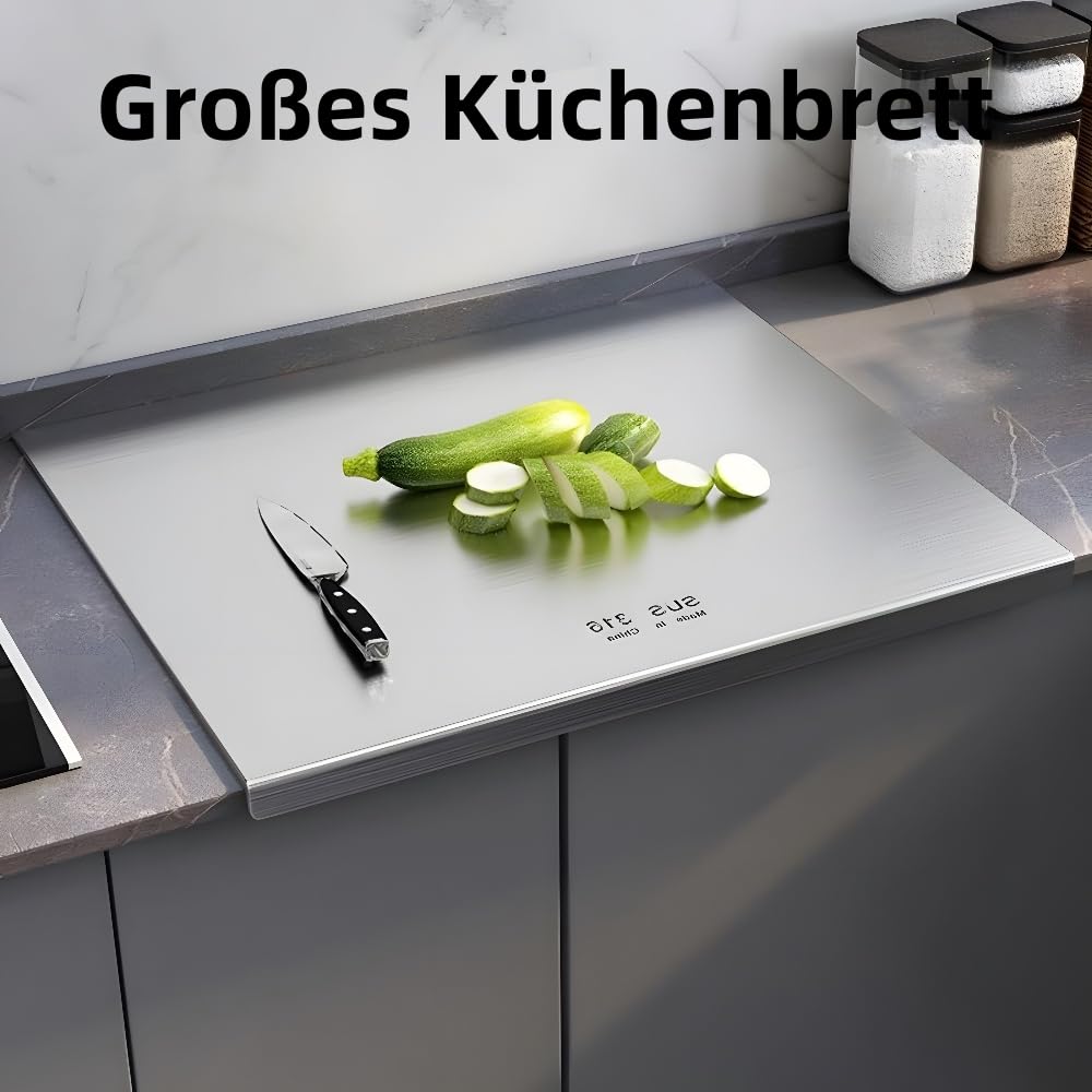 Schneidebrett 316 Edelstahl,Edelstahl Arbeitsplatte aus Verschiedene Größen,Cutting Board,Schneidebrett Groß,Frühstücksbrettchen für Küche,Bar,Restaurants (60 * 58cm)