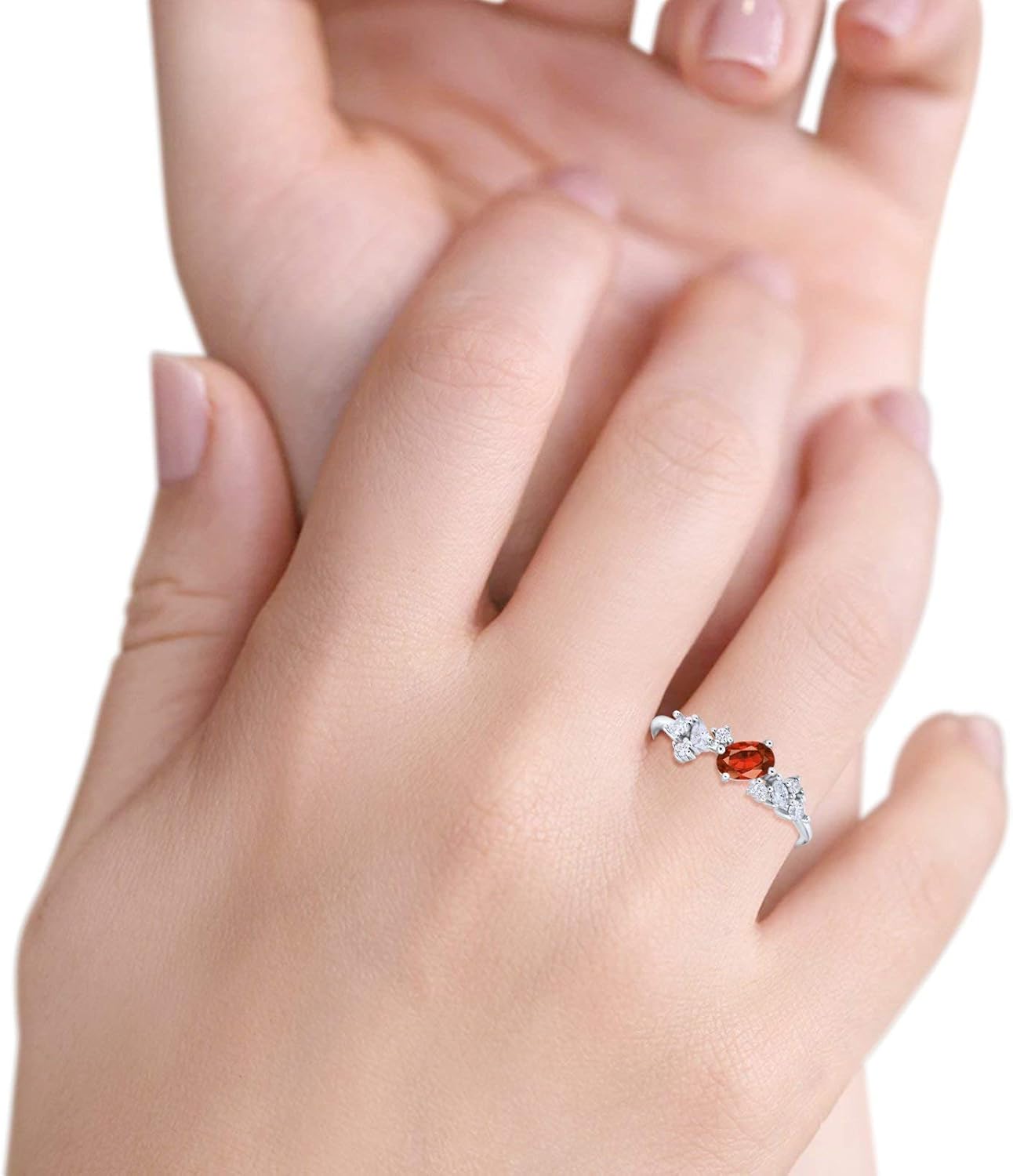 Blue Apple Co. 4mm Art Deco Wedding Band Ring Oval Marquise Round Simulated Cubic Zirconia 925 Sterling Silver