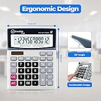 Vista 4 de Large Calculator with 12 Digit Display, Eye-Angled Screen, Large Buttons and Dual Power Source for Home and Office Use