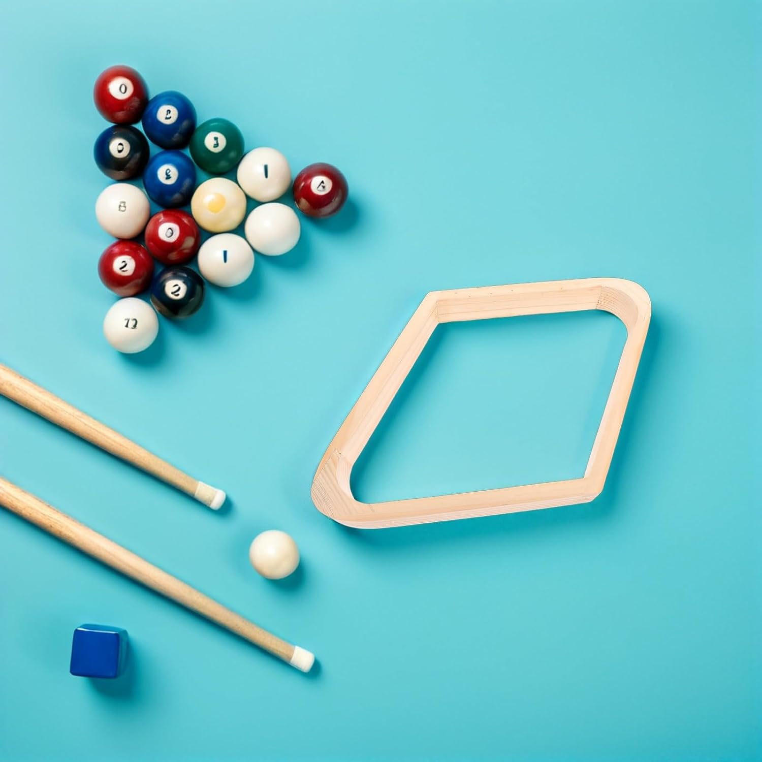 2pcs Billiard Ball Rack Set, Solid Wood 8-Ball Triangle and 9-Ball Rhombus Racks, Pool Billiard Accessories for Precise Ball Placement and Snooker Game Use