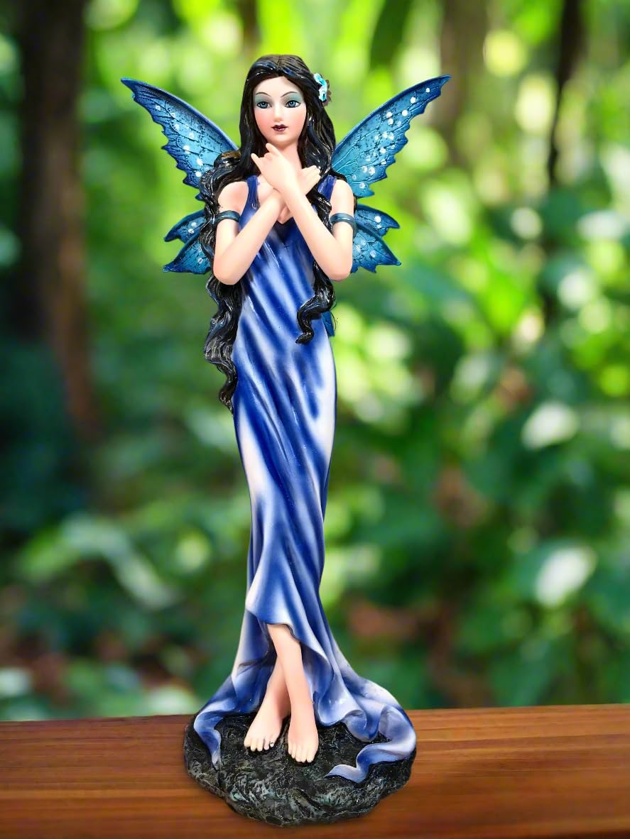 Blue Flower Fairy standing display figurine statua ornamento