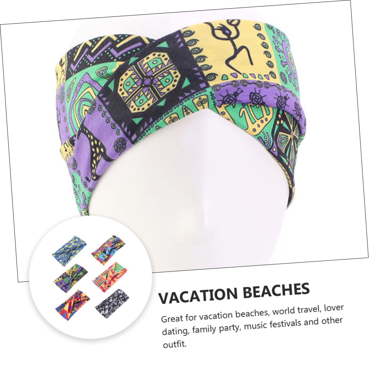 DOITOOL 12piezas Diademas Étnicas Para Mujeres Estilo Bohemio Accesorios De Cabeza Para Yoga y Deportes Bandas Absorbentes De Sudor Vibrantes