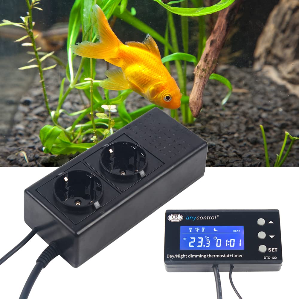 Termostato PID, 220 V, terrario, reptiles, calefacción día y noche, con LCD digital, termostato de atenuación para acuario, reptil, terrario