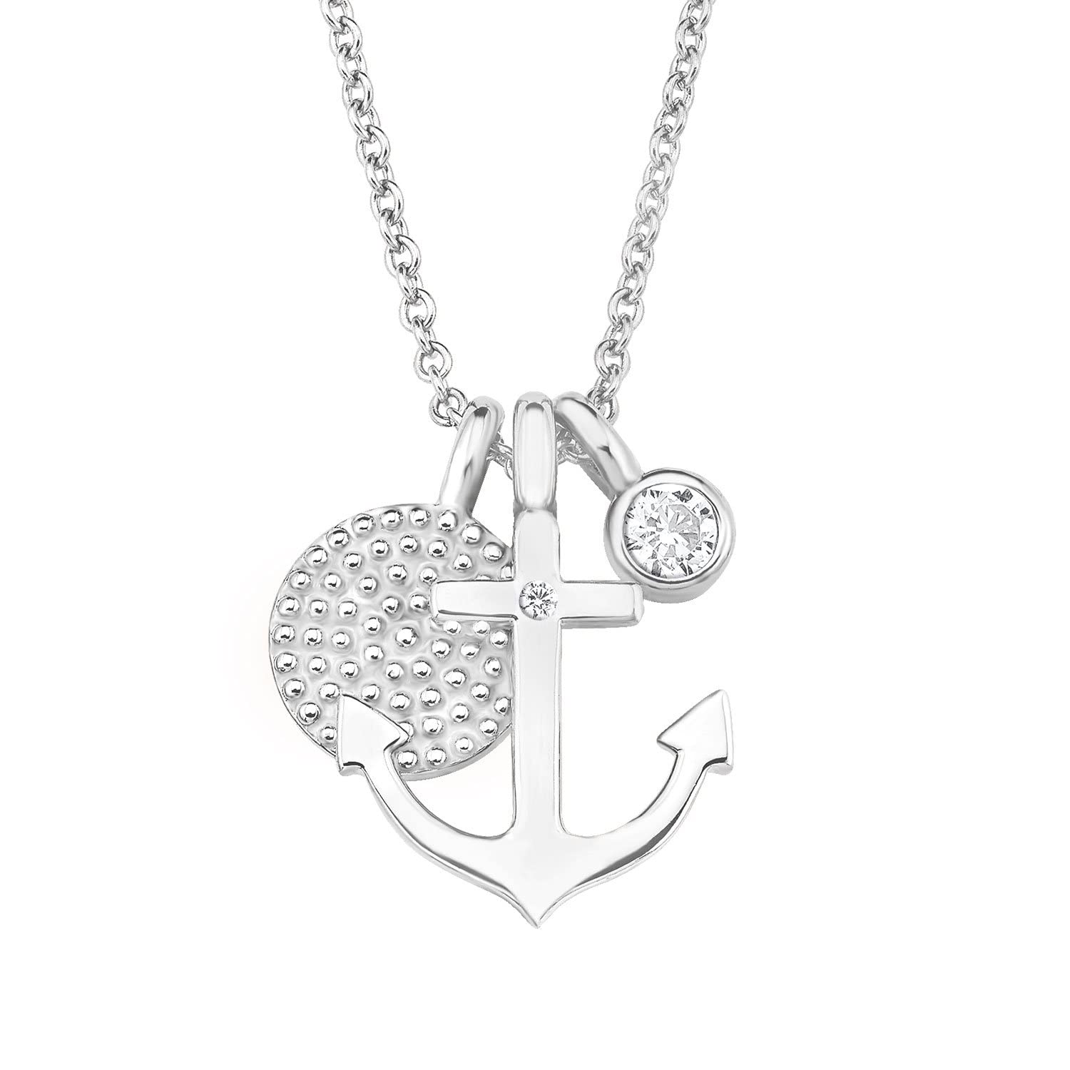 s.Oliver Schmuckset Damen aus 925 Sterling Silber, mit Zirkonia synth., silber, Anker, kommt in Schmuckbox