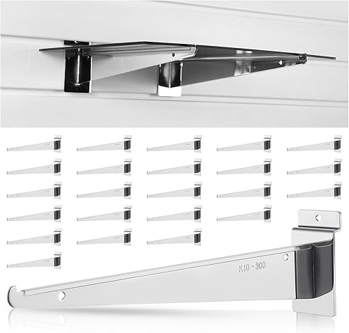 24 piezas de 12 pulgadas cromo Slatwall soporte de estante para cuchillos con labio de metal Slatwall soportes ganchos Slatwall colgador de estante