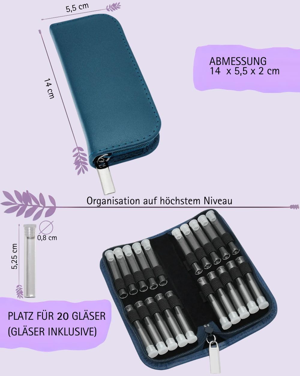 Homöopathie Taschenapotheke Klassik mit 20 Braungläsern mit UV-Schutz für Globuli (blau)…