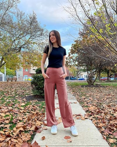 Image of Promover Wide Leg Pants Woman Yoga Pants with Pockets Stretch Loose Casual Lounge Sweatpants Petite /Regular /Tall