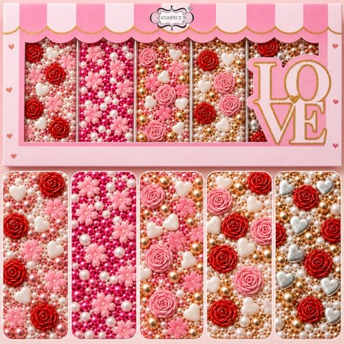 Image of Confect Sprinkle Pink Mini Roses & Lips I Silver Hearts & Vermcelli and White Pearls | Sprinkles for Baking & Cake Decorative | Baby Shower Sprinkles | Vegan, Gluten-Free, Nut-Free, Soy-Free, Dairy-Free -140 Gms