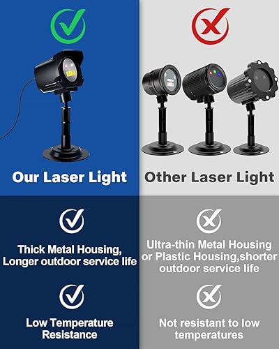 Miniatura 2 de Proyector de luces de Navidad para exteriores, proyector de luz láser de carcasa de metal grueso, luz roja y verde para decoración de Navidad con
