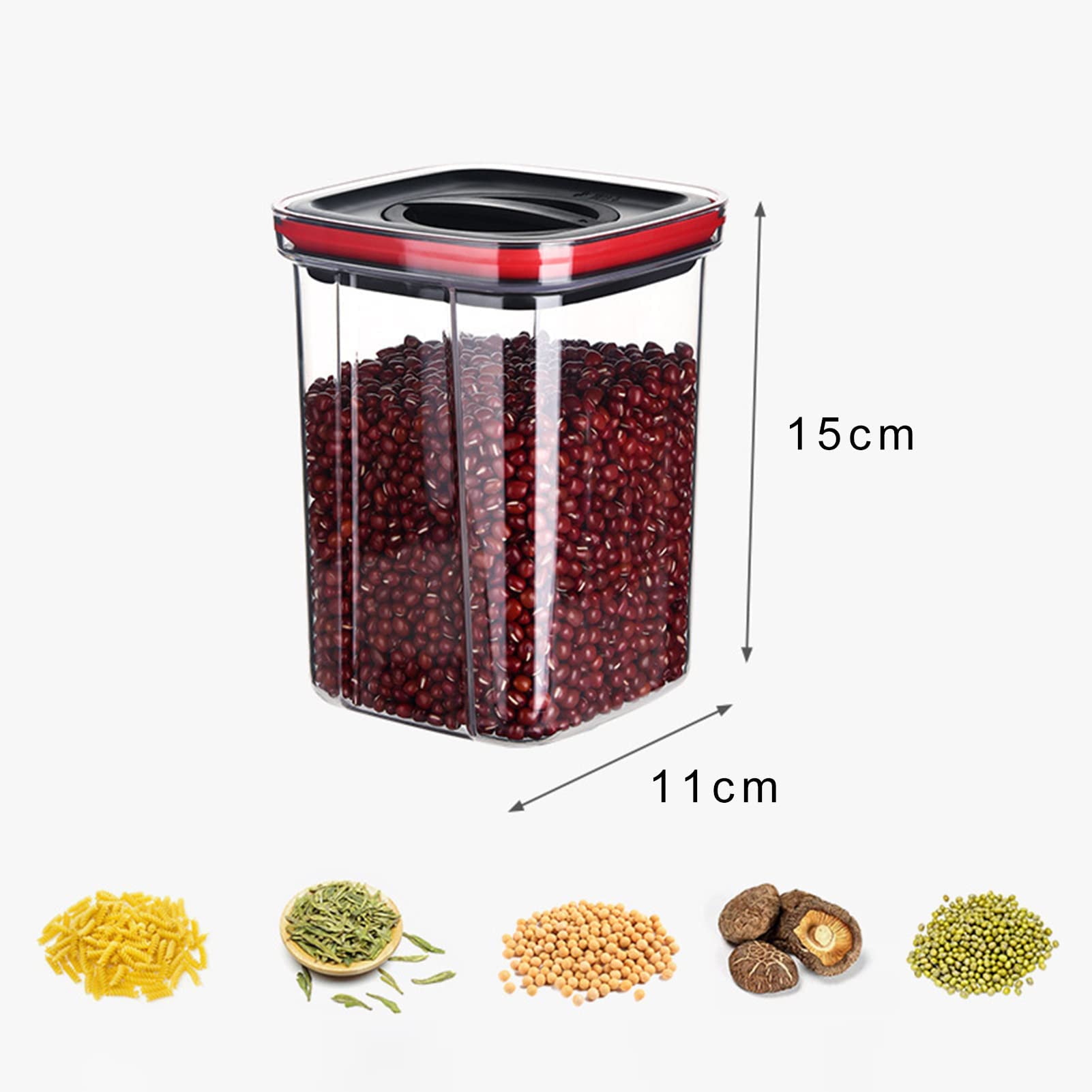 Contenitore di stoccaggio degli Alimenti secchi 3 Pezzi, Serbatoio ermetico Trasparente, Serbatoio Aperto rotabile, Serbatoio di stoccaggio dell'ANIMALE Domestico Alimentare, 600/1300/2000ML