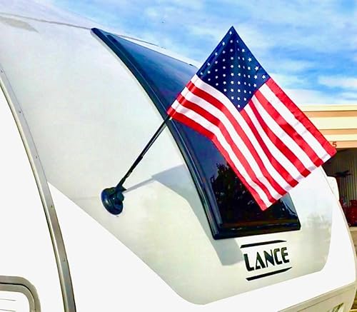 Miniatura 4 de El kit de mástil de bandera Traveler RV incluye bandera de 12 x 18 pulgadas, mástil de bandera de 24 pulgadas con soporte de ventosa de ángulo