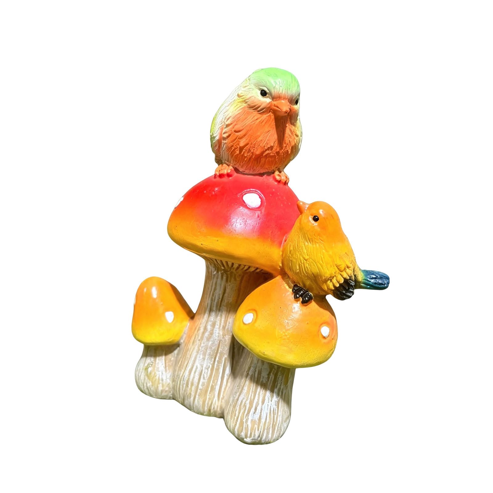 Msioytog C Reative Mushroom Bird Figurine Decoration Animal Ollectible Figurines Bird Resin Mushroom Ornament Ollectible F Outdoor Resin Sculpture