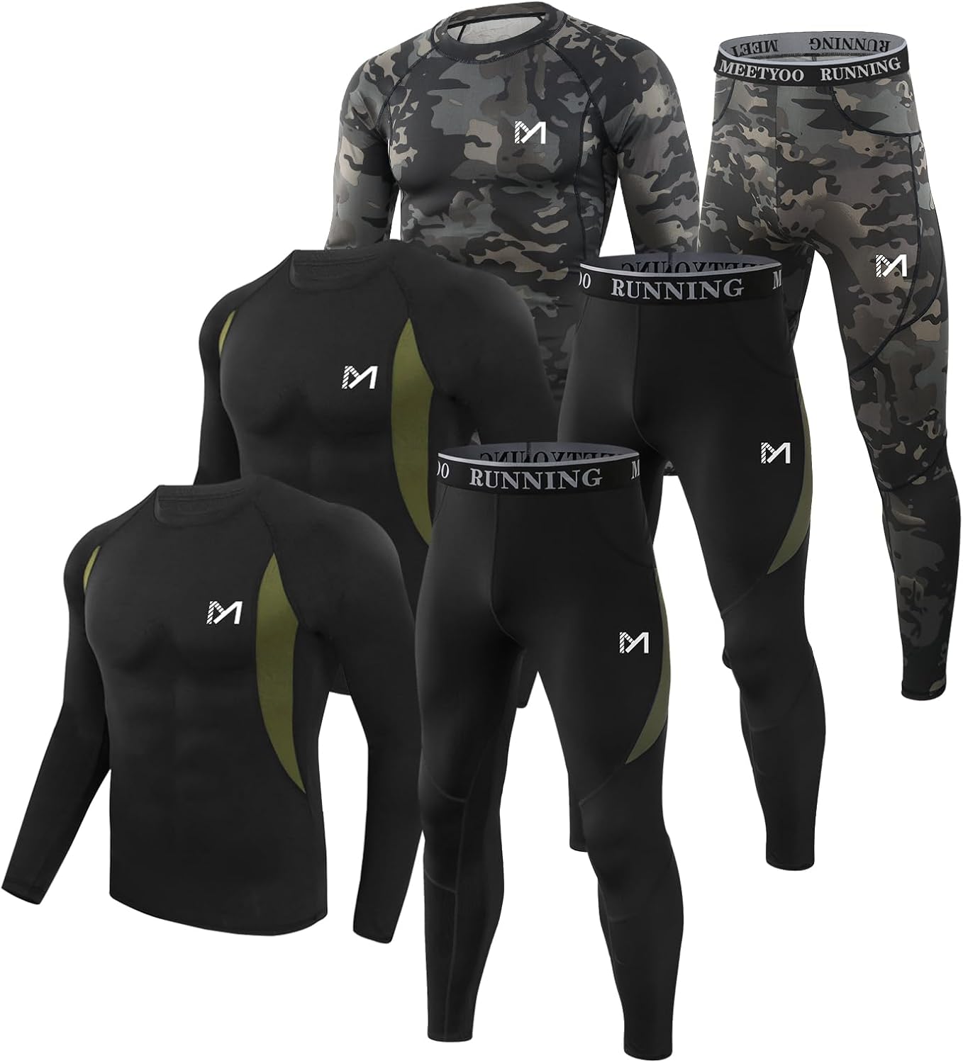 MEETYOO Thermal Underwear for Men Long Johns Fleece Lined Hunting Gear Bottom Top Set Base Layer Cold Weather
