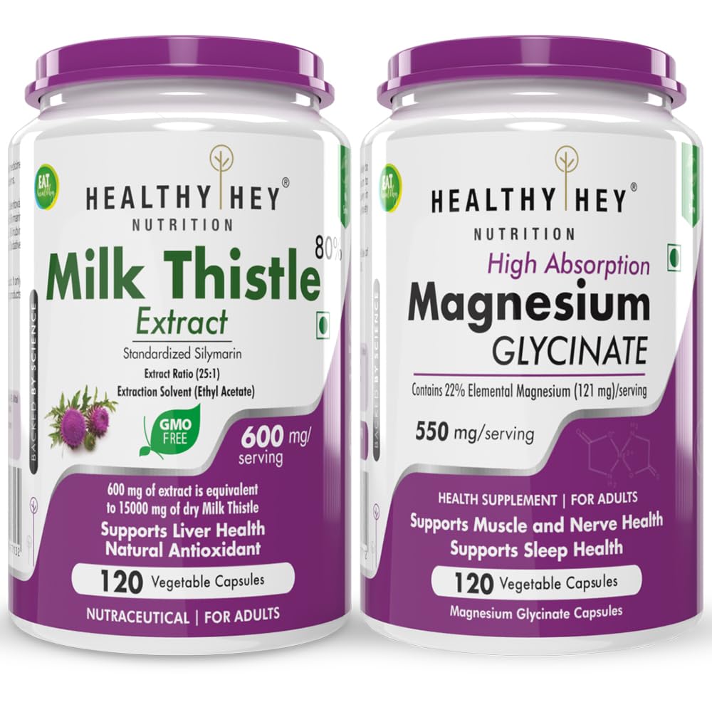 HealthyHey Nutrition Milk Thistle 120 capsules & Magnesium Glycinate 120 capsules-image-34