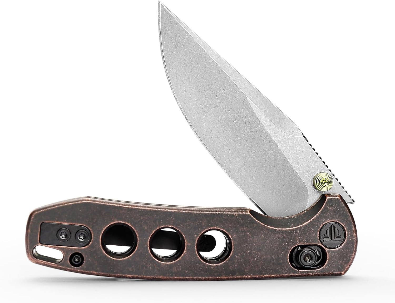 TRIVISA Pocket Knife, 3'' 14C28N Blade Pocket Knife for Men, Folding Pocket Knives with Crossbar Lock, Camping Knife with Copper Handle, Pocket Clip, EDC Knife for Hiking, Camping (Copper)