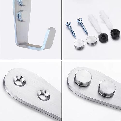 Miniatura 5 de Ganchos para abrigos montados en la pared, paquete de 6 ganchos de entrada individuales, gancho de pared cepillado resistente de acero inoxidable,