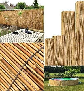 FlickBuyz Natural Peeled Reed Bamboo Garden Screening Privacy Fence Wide Panel Roll Sun Fencing (1.8m x 4m)